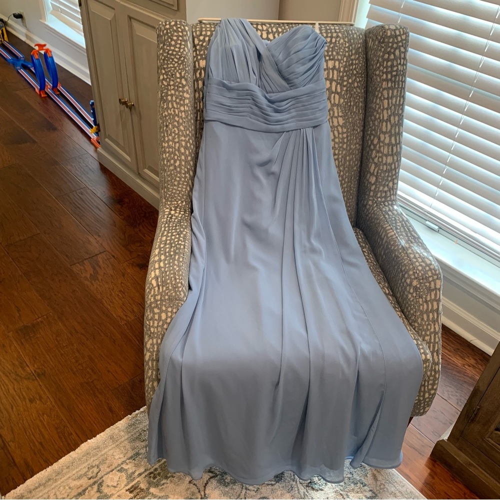 One shoulder blue dress